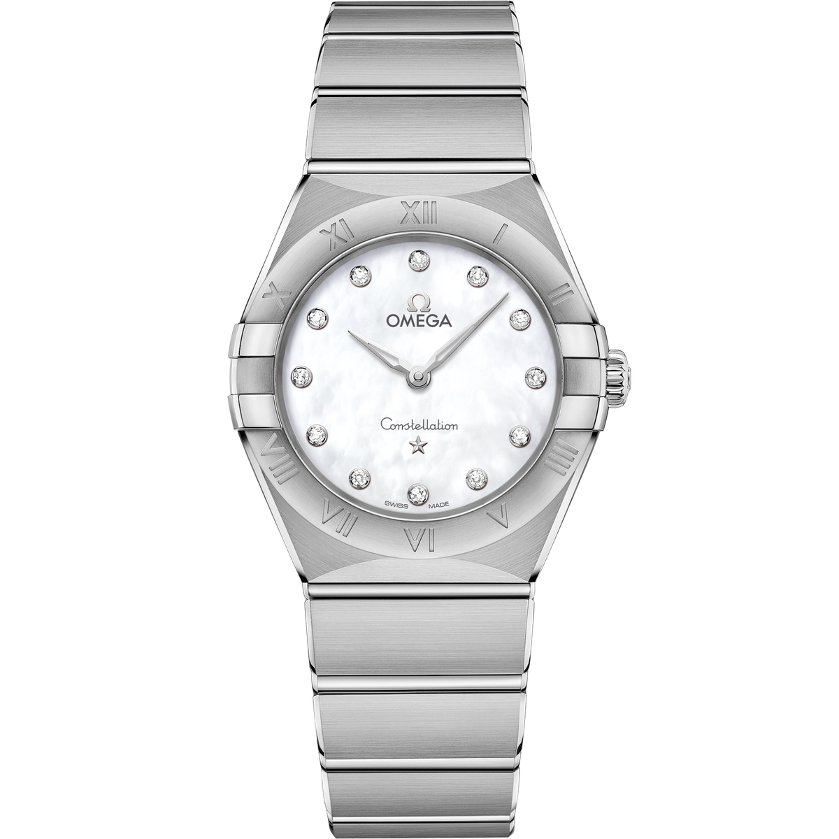 OMEGA Constellation Quartz 131.10.28.60.55.001, 28 mm steel with mother-of-pearl dial – front view