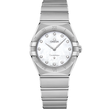 OMEGA Constellation Quartz 131.10.28.60.55.001, 28 mm steel with mother-of-pearl dial – front view