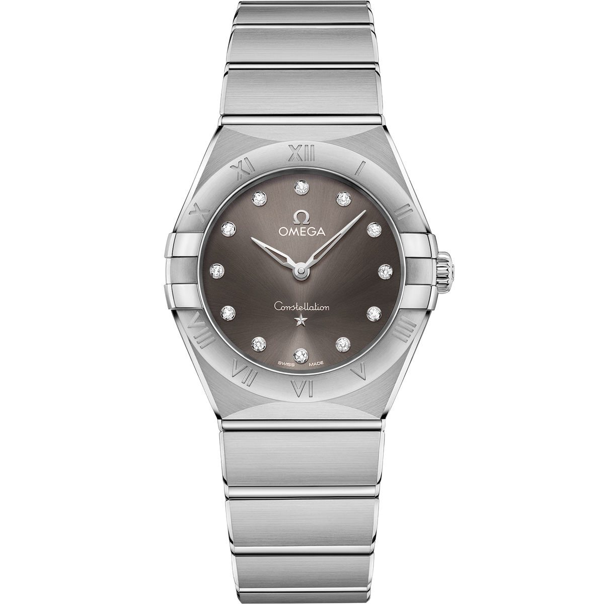 OMEGA Constellation Quartz 131.10.28.60.56.001, 28 mm steel with grey dial – front view