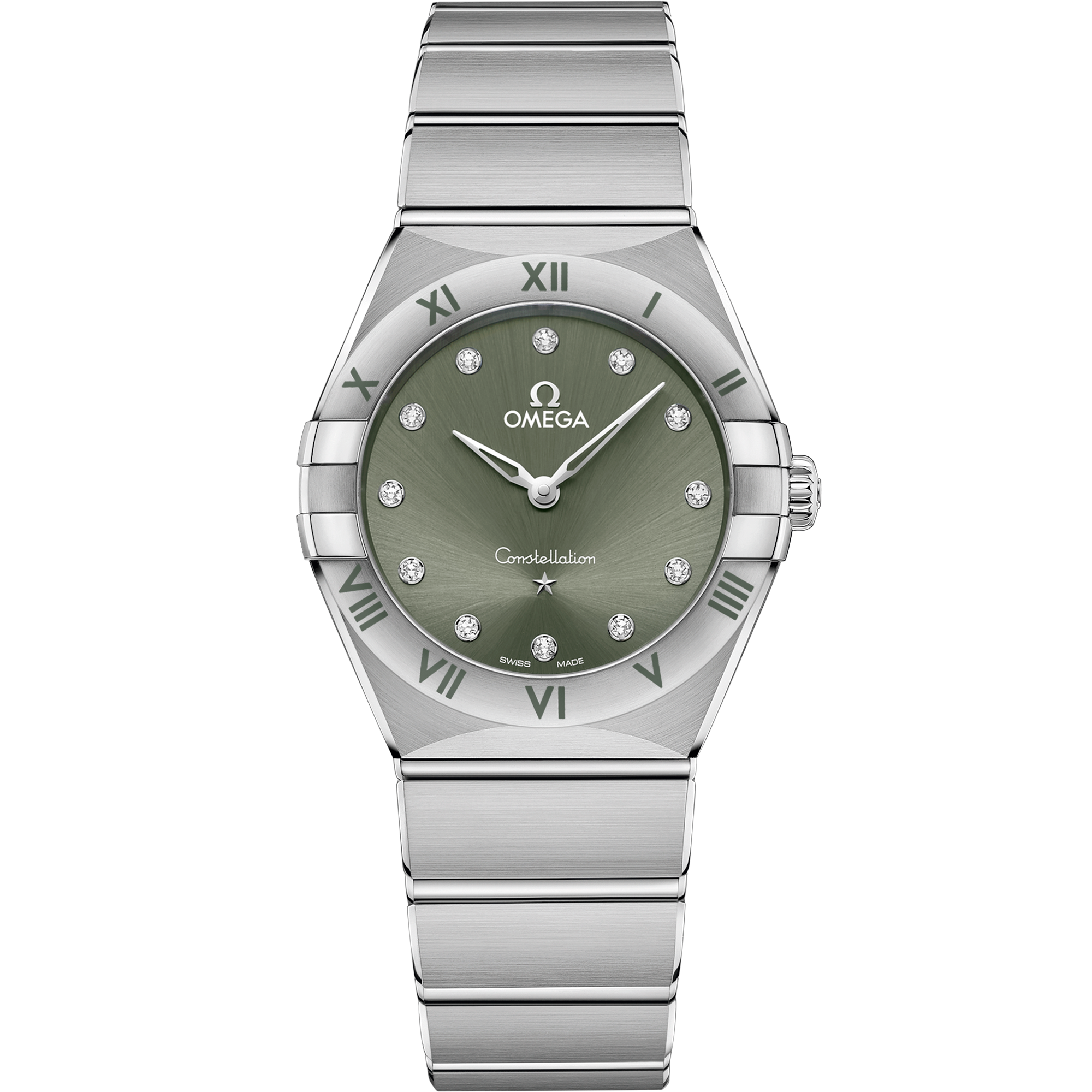 Omega Constellation Quartz 131.10.28.60.60.001 28 mm Steel Green Dial Watch for Women