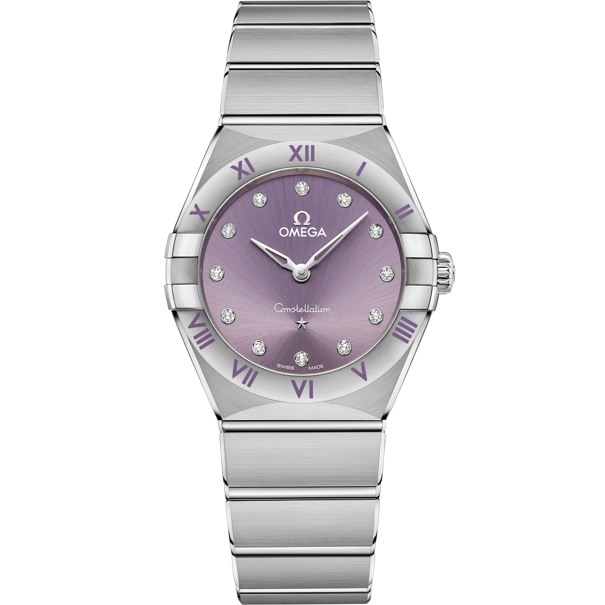 Omega Constellation Quartz 131.10.28.60.60.002 28 mm Steel Purple Dial Watch for Women