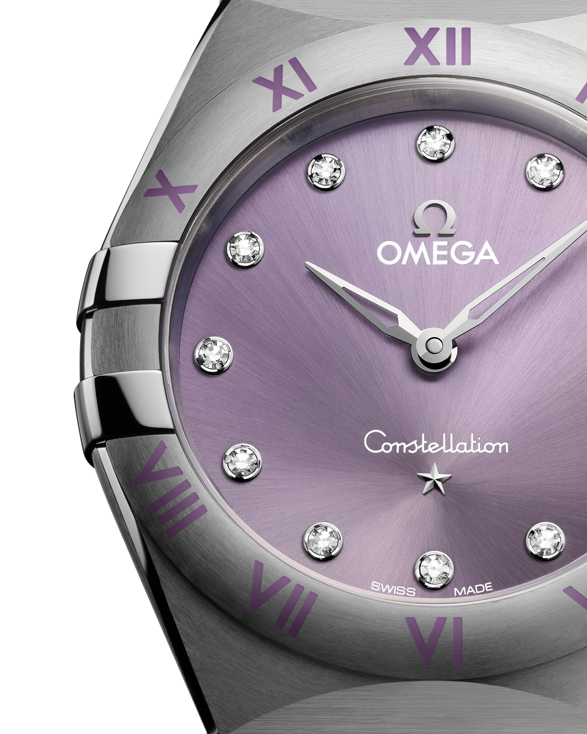 OMEGA Constellation Quartz 131.10.28.60.60.002, 28 mm steel with purple dial – official gallery image 3