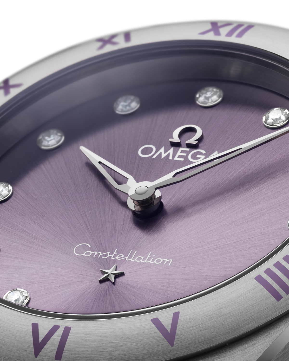 OMEGA Constellation Quartz 131.10.28.60.60.002, 28 mm steel with purple dial – official gallery image 4