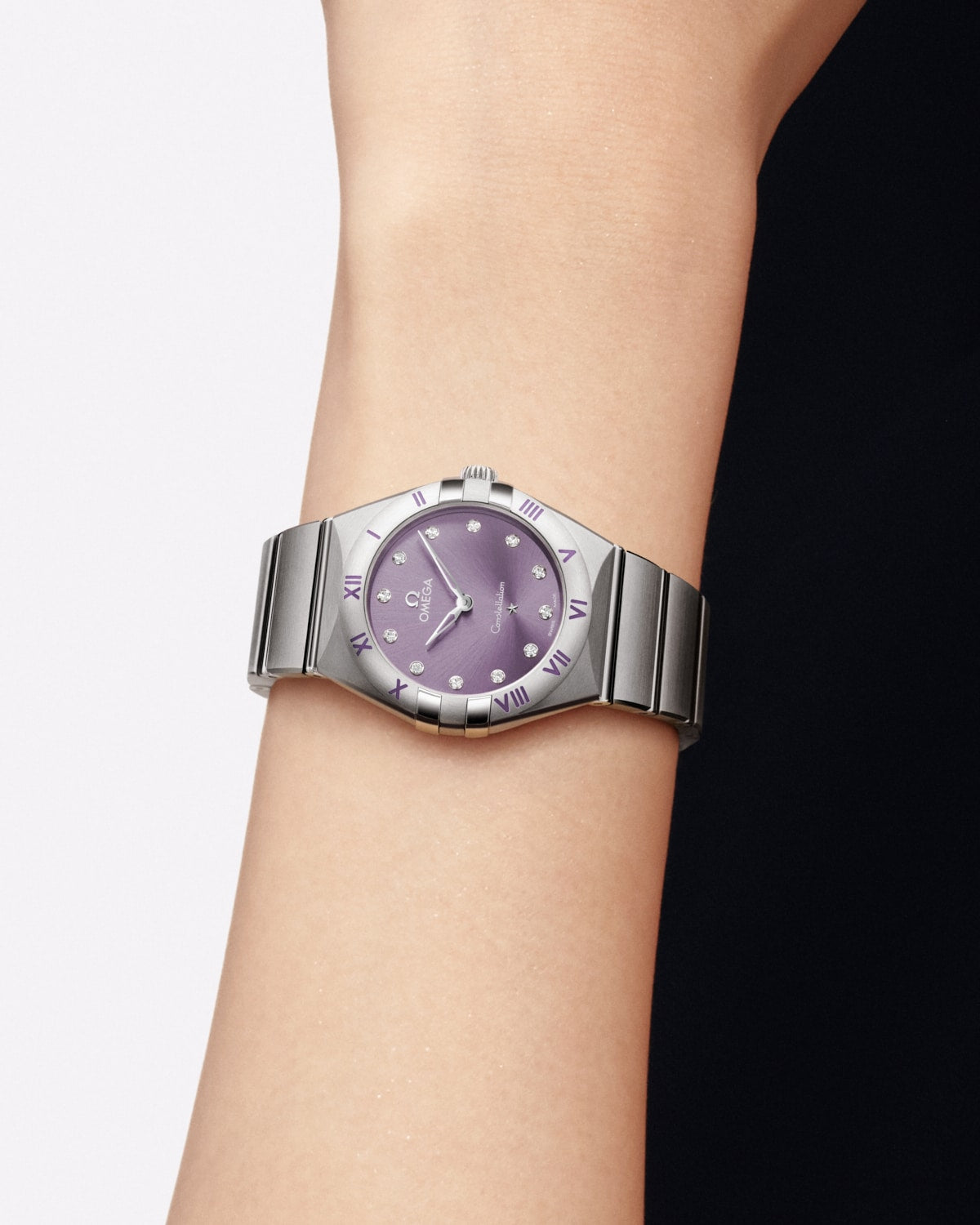 OMEGA Constellation Quartz 131.10.28.60.60.002, 28 mm steel with purple dial – official gallery image 5