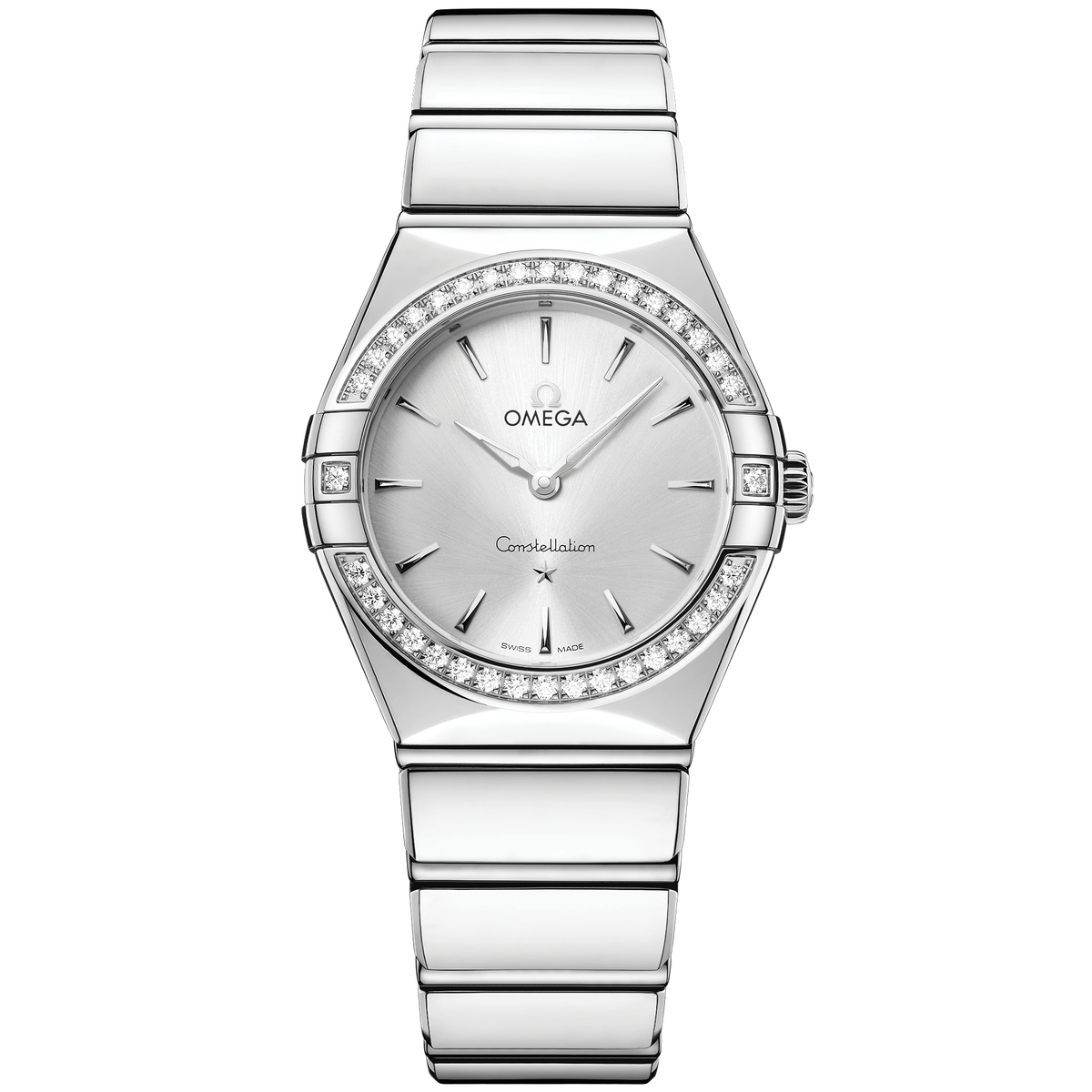 OMEGA Constellation Quartz 131.15.28.60.02.001, 28 mm steel with silver dial – front view