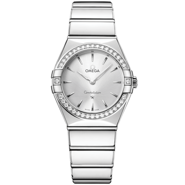OMEGA Constellation Quartz 131.15.28.60.02.001, 28 mm steel with silver dial – front view