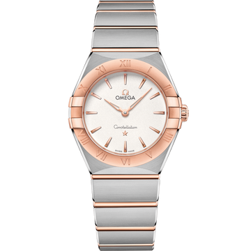 OMEGA Constellation Quartz 131.20.28.60.02.001, 28 mm steel & sedna™ gold with silver dial – front view