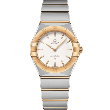 OMEGA Constellation Quartz 131.20.28.60.02.002, 28 mm steel & yellow gold with silver dial – front view
