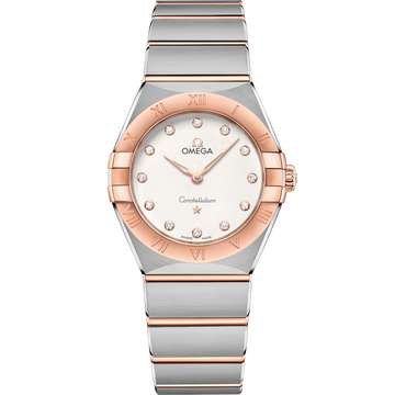 OMEGA Constellation Quartz 131.20.28.60.52.001, 28 mm steel & sedna™ gold with silver dial – front view