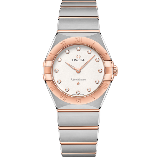 OMEGA Constellation Quartz 131.20.28.60.52.001, 28 mm steel & sedna™ gold with silver dial – front view