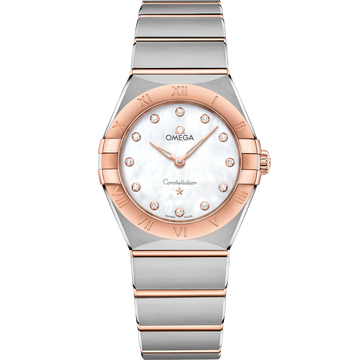 OMEGA Constellation Quartz 131.20.28.60.55.001, 28 mm steel & sedna™ gold with mother-of-pearl dial – front view