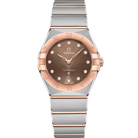 OMEGA Constellation Quartz 131.20.28.60.63.001, 28 mm steel & sedna™ gold with brown dial – front view