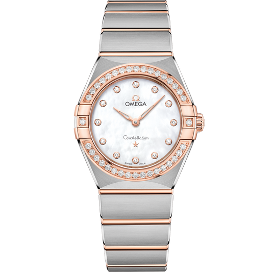 OMEGA Constellation Quartz 131.25.28.60.55.001, 28 mm steel & sedna™ gold with mother-of-pearl dial – front view