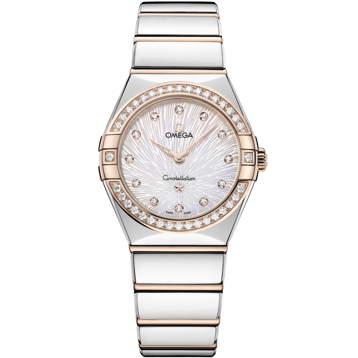OMEGA Constellation Quartz 131.25.28.60.55.003, 28 mm steel & sedna™ gold with mother-of-pearl dial – front view