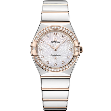 OMEGA Constellation Quartz 131.25.28.60.55.003, 28 mm steel & sedna™ gold with mother-of-pearl dial – front view