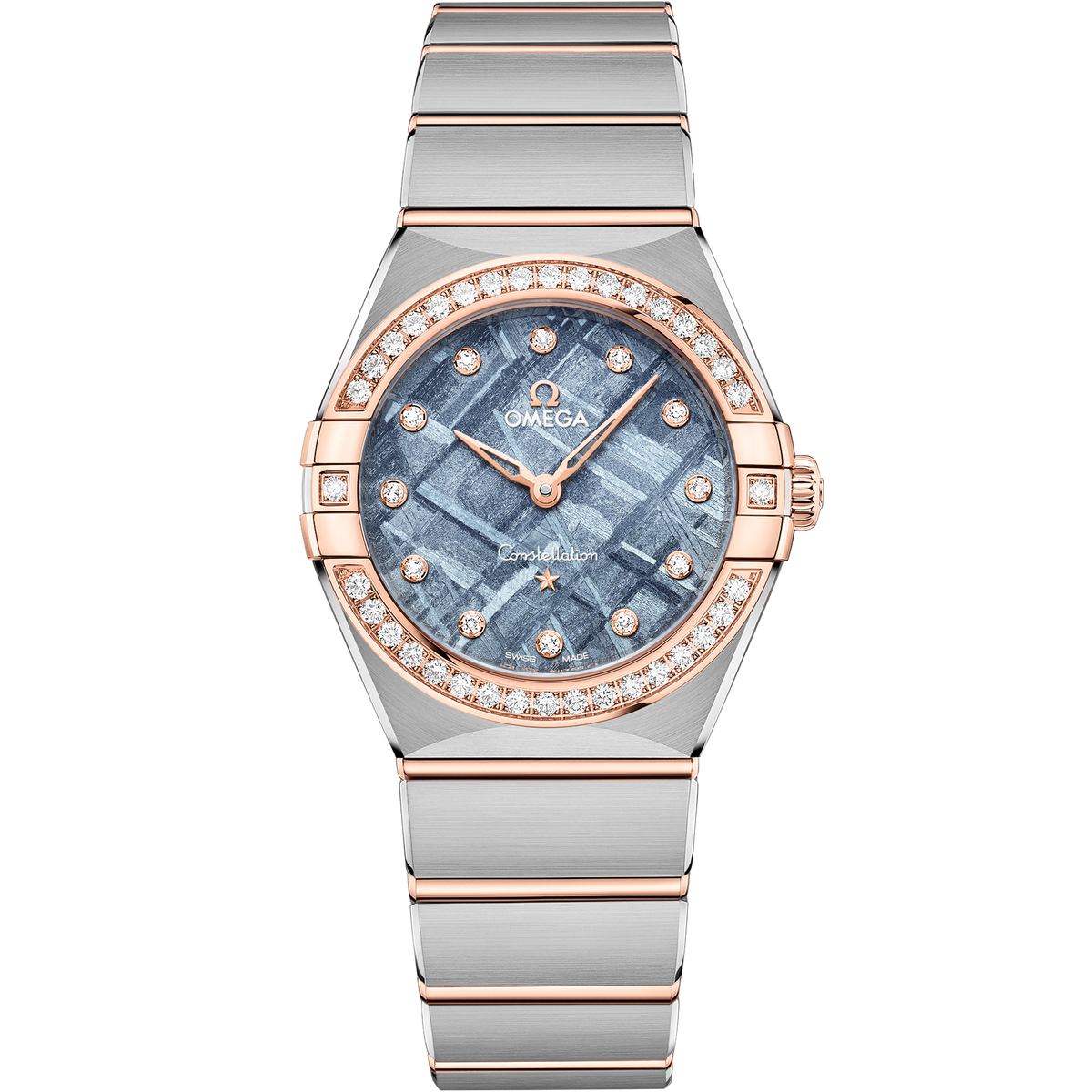 OMEGA Constellation Quartz Meteorite 131.25.28.60.99.001, 28 mm steel & sedna™ gold with blue dial – front view