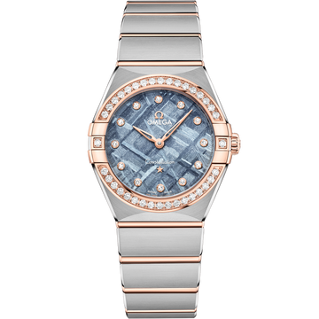 OMEGA Constellation Quartz Meteorite 131.25.28.60.99.001, 28 mm steel & sedna™ gold with blue dial – front view