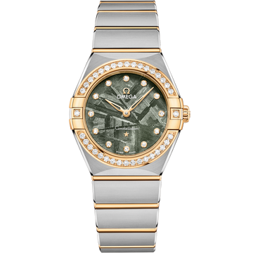 OMEGA Constellation Quartz Meteorite 131.25.28.60.99.002, 28 mm steel & yellow gold with green dial – front view