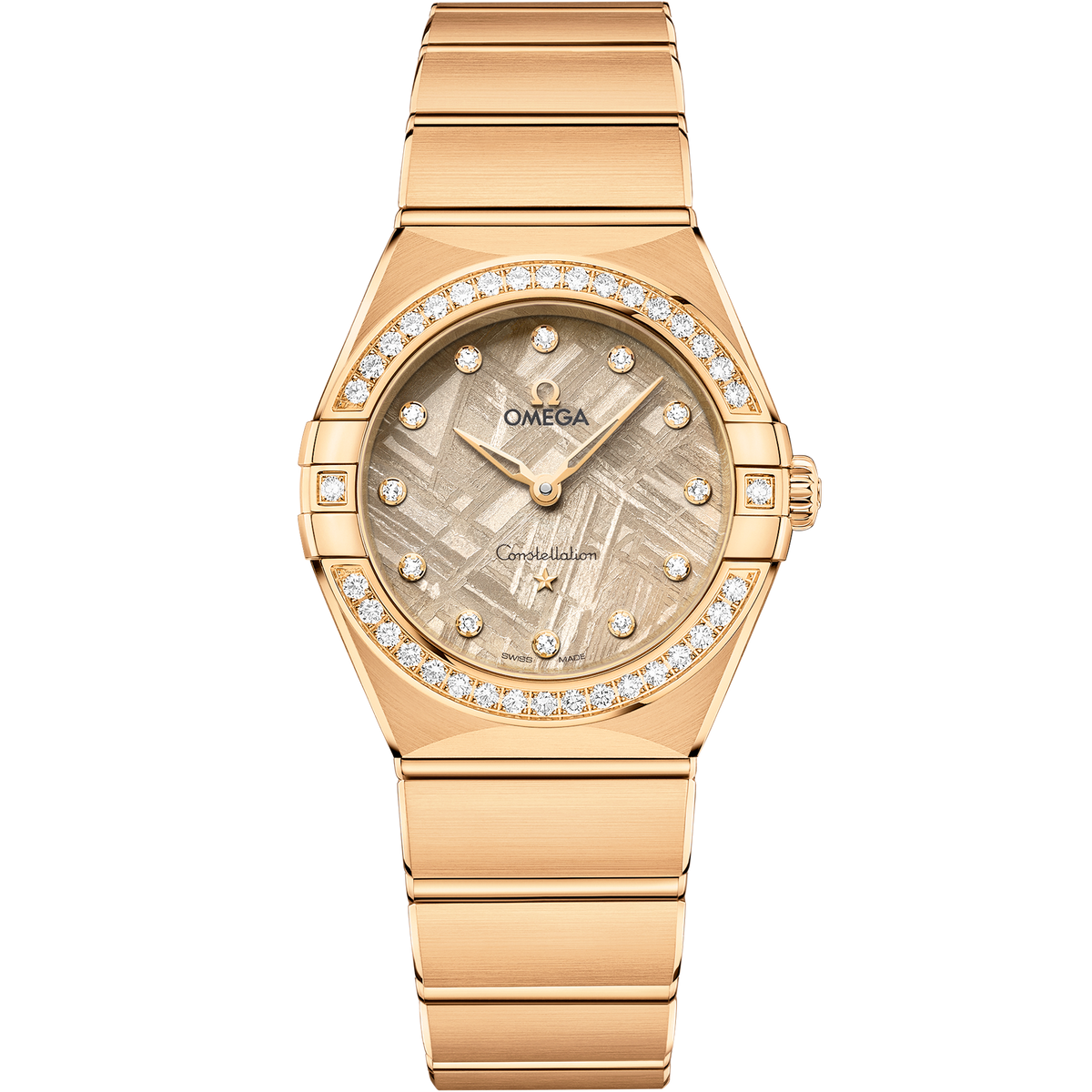 OMEGA Constellation Quartz Meteorite 131.55.28.60.99.006, 28 mm yellow gold with linen dial – front view