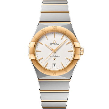 OMEGA Constellation Quartz 131.20.36.60.02.002, 36 mm steel & yellow gold with silver dial – front view