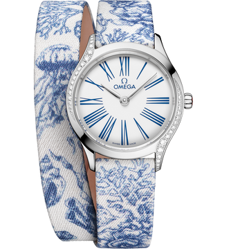 OMEGA De Ville Mini Trésor 428.17.26.60.04.001, 26 mm steel with white dial – front view
