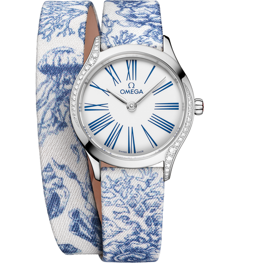 OMEGA De Ville Mini Trésor 428.17.26.60.04.001, 26 mm steel with white dial – front view