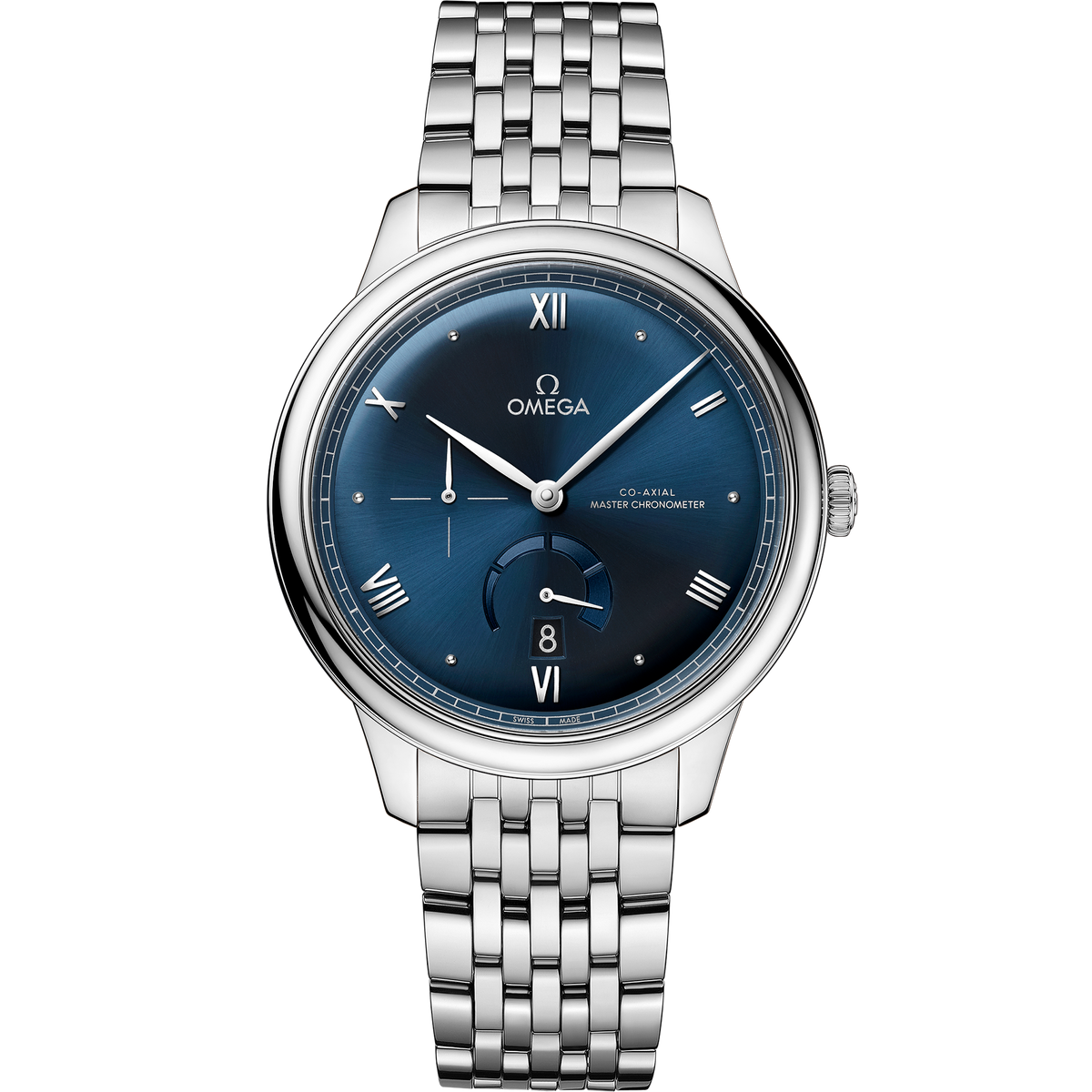 OMEGA De Ville Prestige Power Reserve 434.10.41.21.03.002, 41 mm steel with blue dial – front view