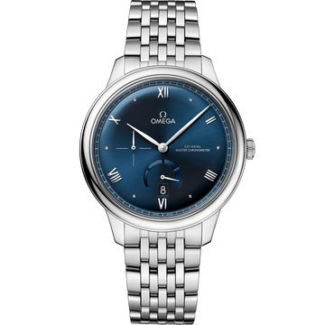 OMEGA De Ville Prestige Power Reserve 434.10.41.21.03.002, 41 mm steel with blue dial – front view