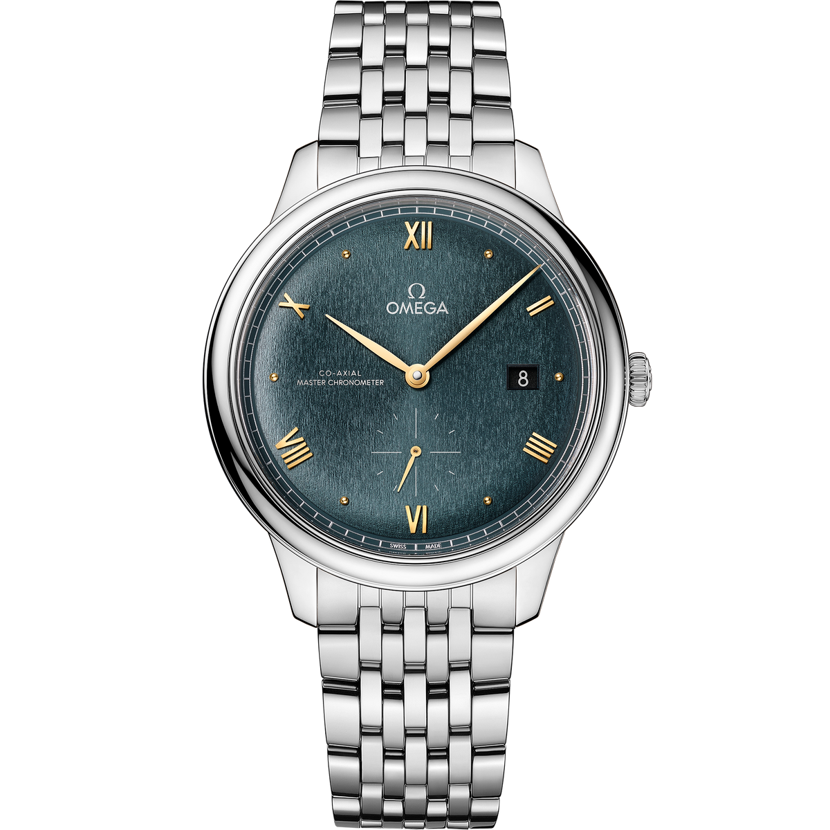 OMEGA De Ville Prestige Small Seconds 434.10.41.20.10.001, 41 mm steel with green dial – front view