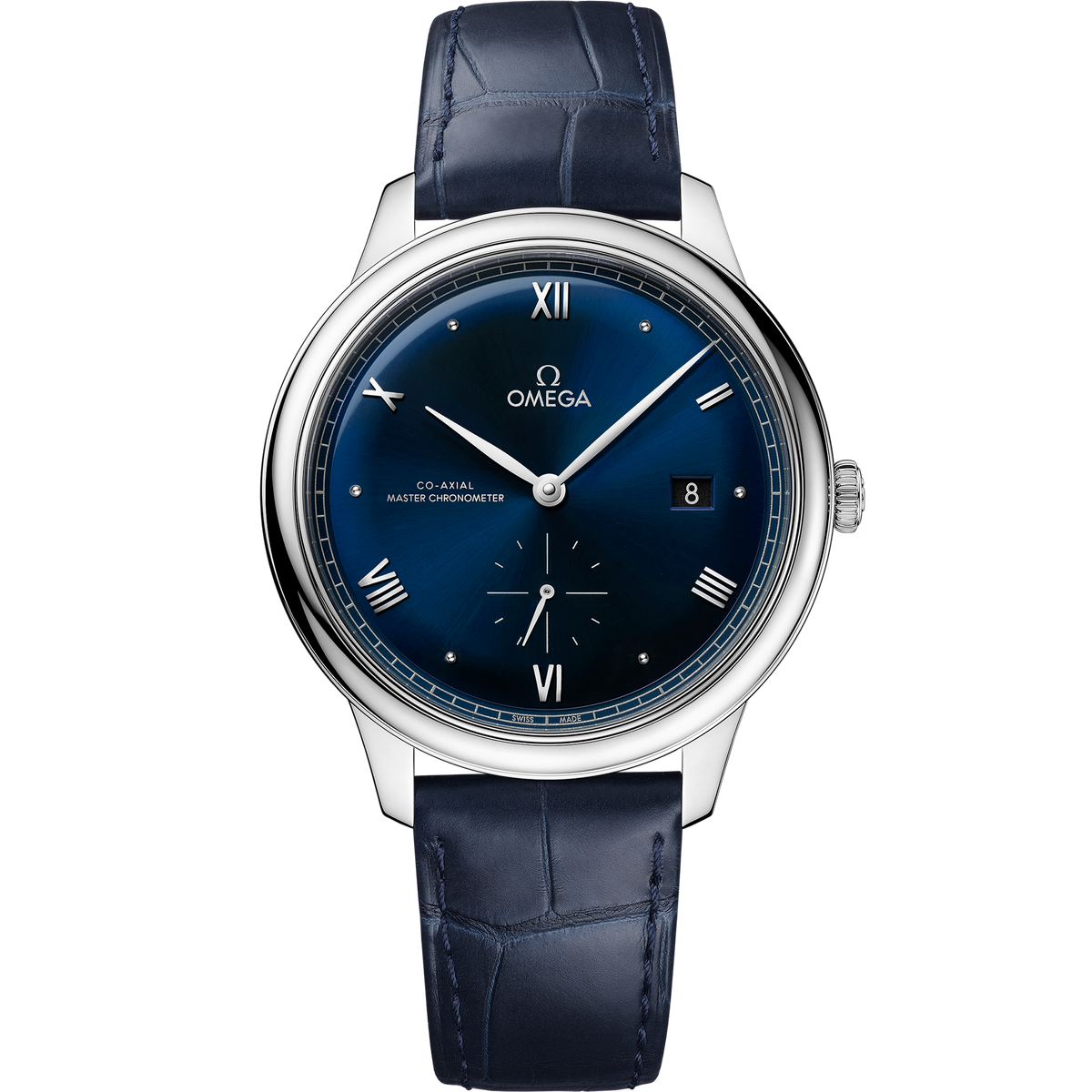 OMEGA De Ville Prestige Small Seconds 434.13.41.20.03.001, 41 mm steel with blue dial – front view