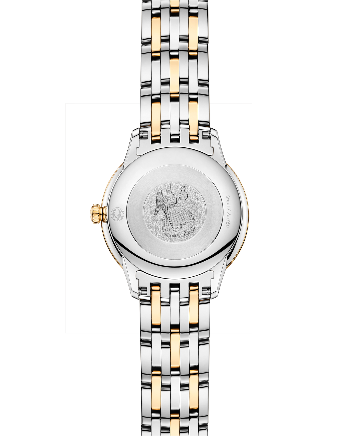 OMEGA De Ville Prestige Quartz 434.25.28.60.55.001, 27.5 mm steel & yellow gold with mother-of-pearl dial – official gallery image 2