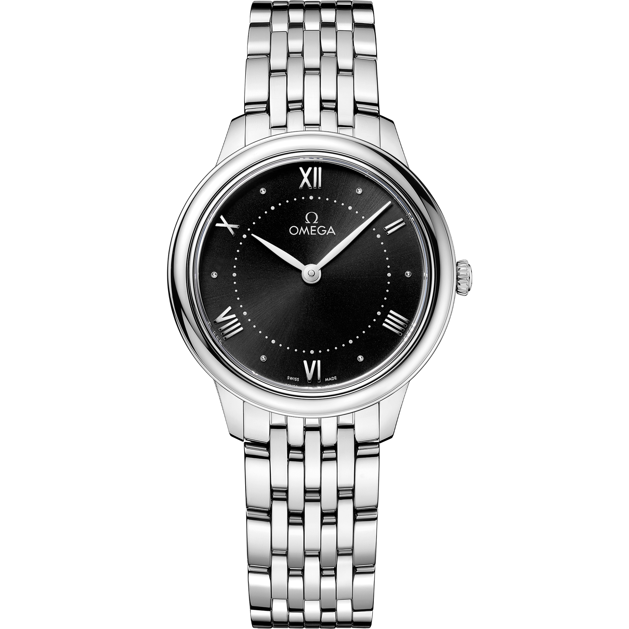 Omega De Ville Prestige Quartz 434.10.30.60.01.001 30 mm Steel Black Dial Watch for Women