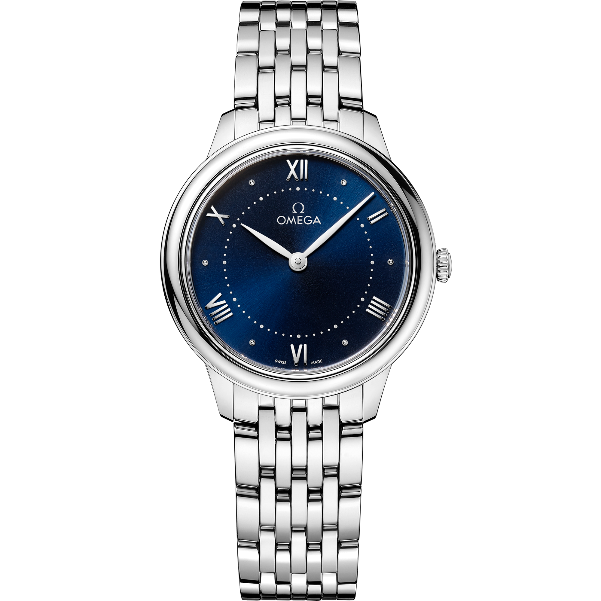 Omega De Ville Prestige Quartz 434.10.30.60.03.001 30 mm Steel Blue Dial Watch for Women