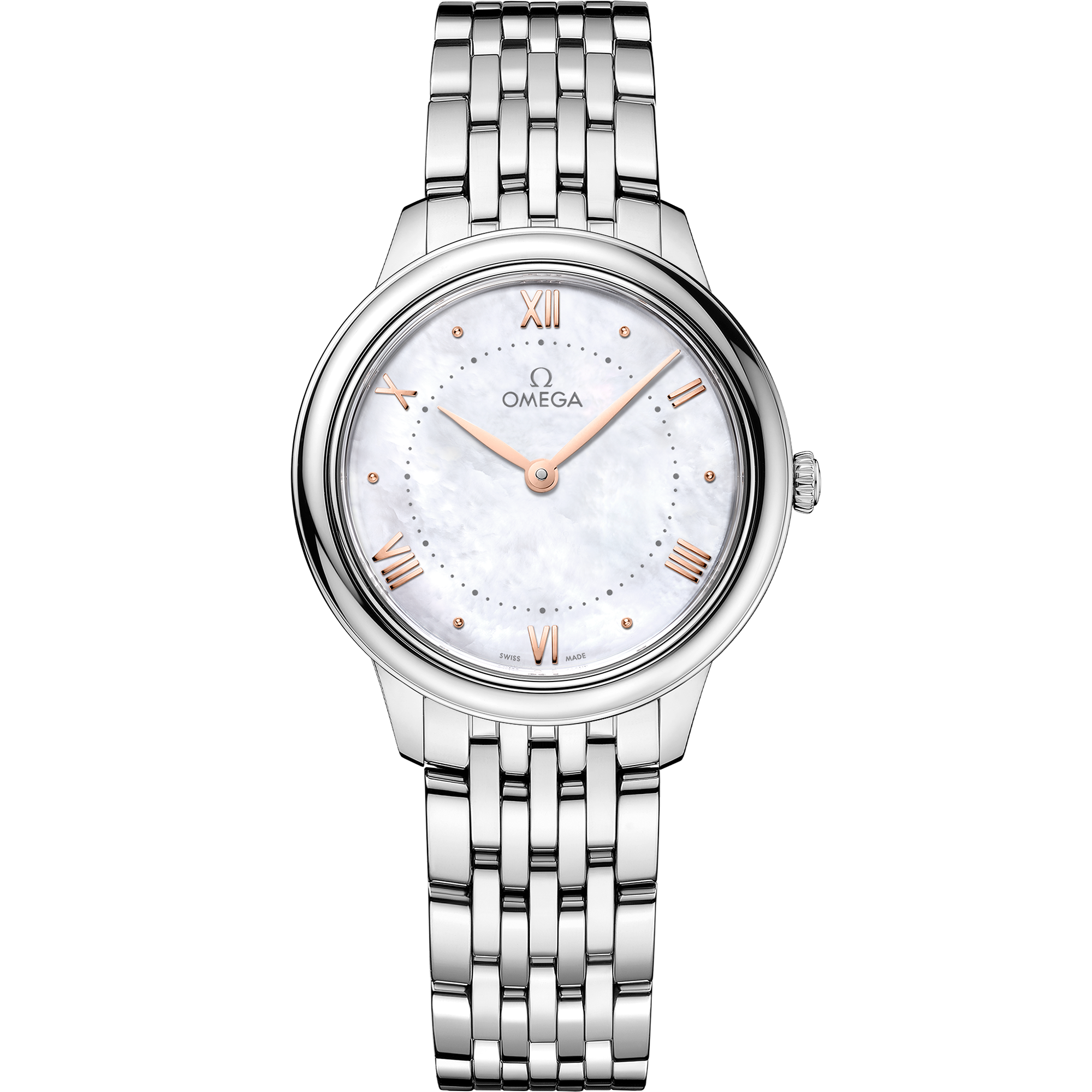 Omega De Ville Prestige Quartz 434.10.30.60.05.001 30 mm Steel Mother-of-Pearl Dial Watch for Women