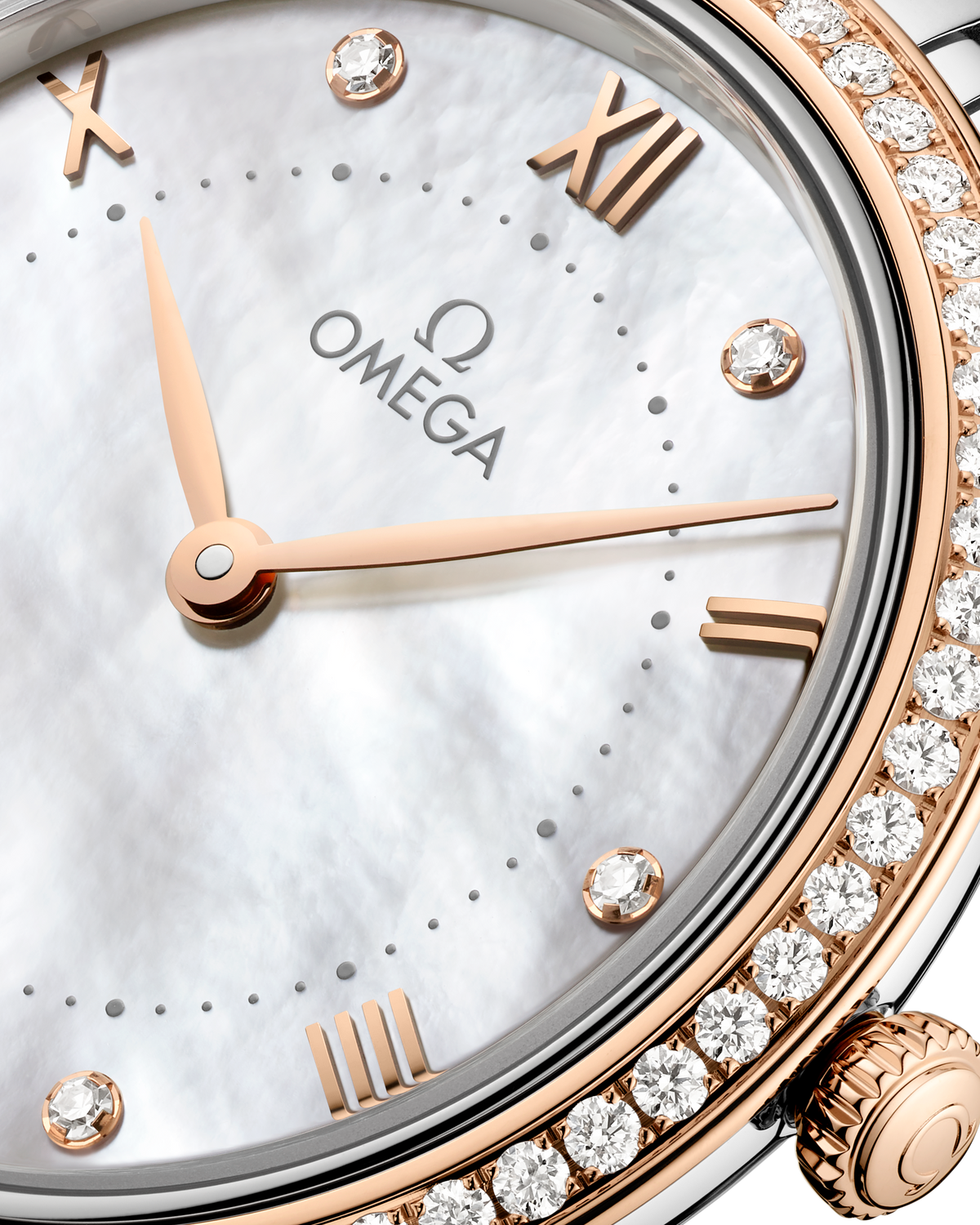 OMEGA De Ville Prestige Quartz 434.25.30.60.55.001, 30 mm steel & sedna™ gold with mother-of-pearl dial – official gallery image 3