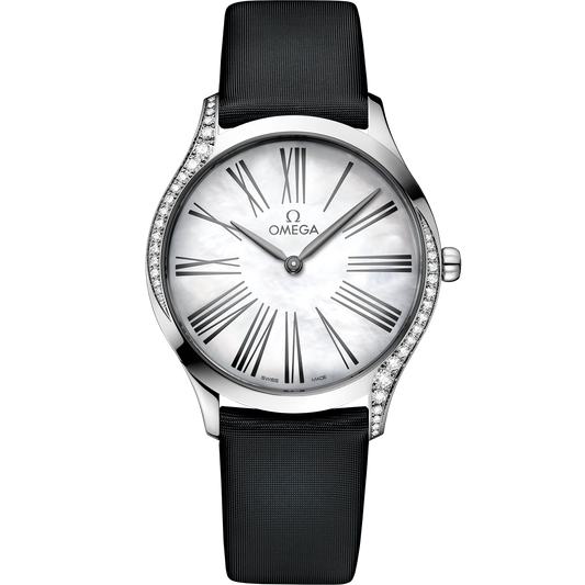 OMEGA De Ville Trésor 428.17.36.60.05.001, 36 mm steel with mother-of-pearl dial – front view