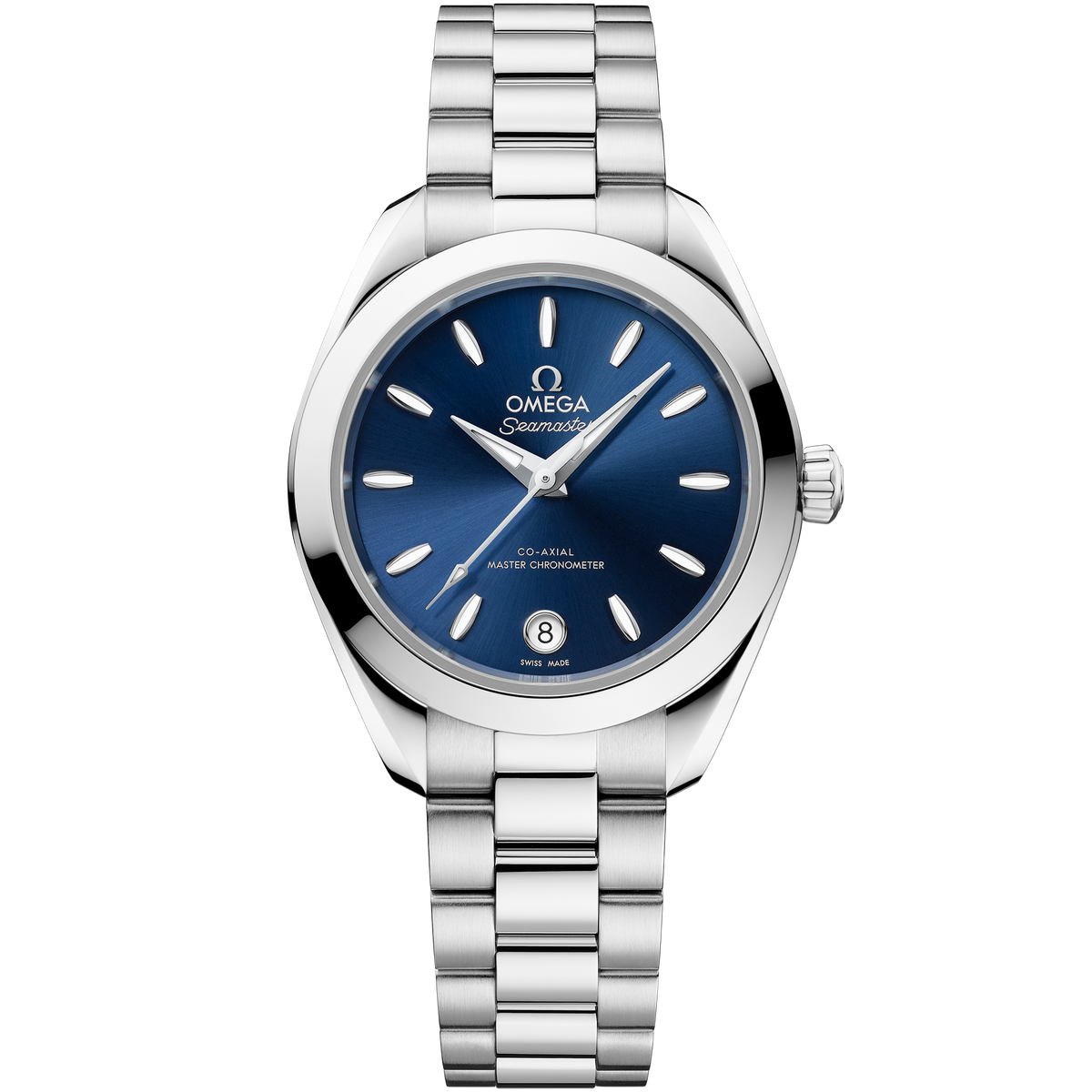 OMEGA Seamaster Aqua Terra 150M 220.10.30.20.03.001, 30 mm steel with blue dial – front view