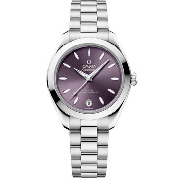 OMEGA Seamaster Aqua Terra 150M 220.10.30.20.10.002, 30 mm steel with lavender dial – front view