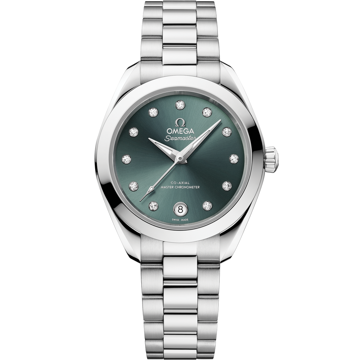 OMEGA Seamaster Aqua Terra 150M 220.10.30.20.60.001, 30 mm steel with pine green dial – front view