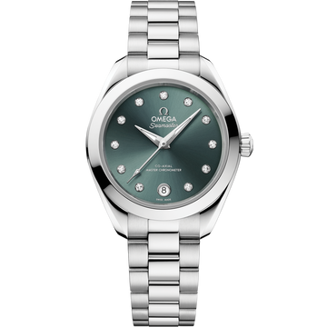 OMEGA Seamaster Aqua Terra 150M 220.10.30.20.60.001, 30 mm steel with pine green dial – front view