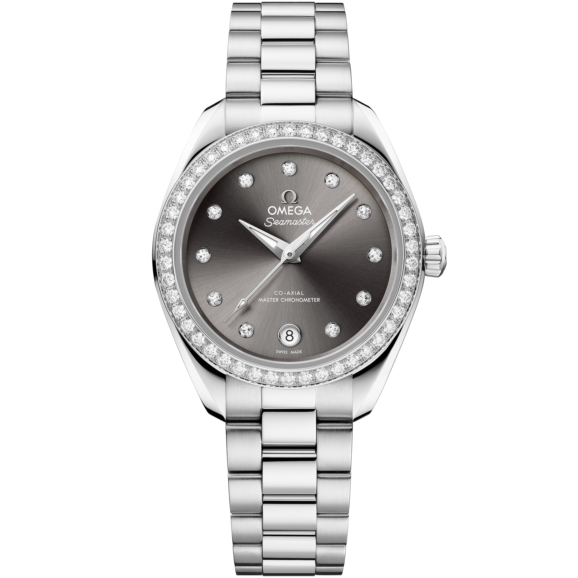 Omega Seamaster Aqua Terra 150M 220.15.30.20.56.001 30 mm Steel Grey Dial Diamond Watch for Women