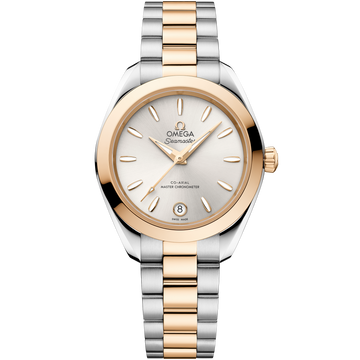 OMEGA Seamaster Aqua Terra 150M 220.20.30.20.02.001, 30 mm steel & moonshine™ gold with silver dial – front view