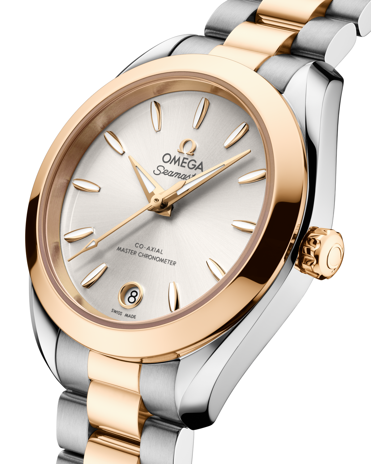 OMEGA Seamaster Aqua Terra 150M 220.20.30.20.02.001, 30 mm steel & moonshine™ gold with silver dial – official gallery image 3