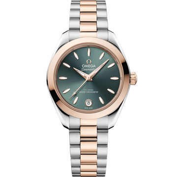 OMEGA Seamaster Aqua Terra 150M 220.20.30.20.10.002, 30 mm steel & sedna™ gold with pine green dial – front view