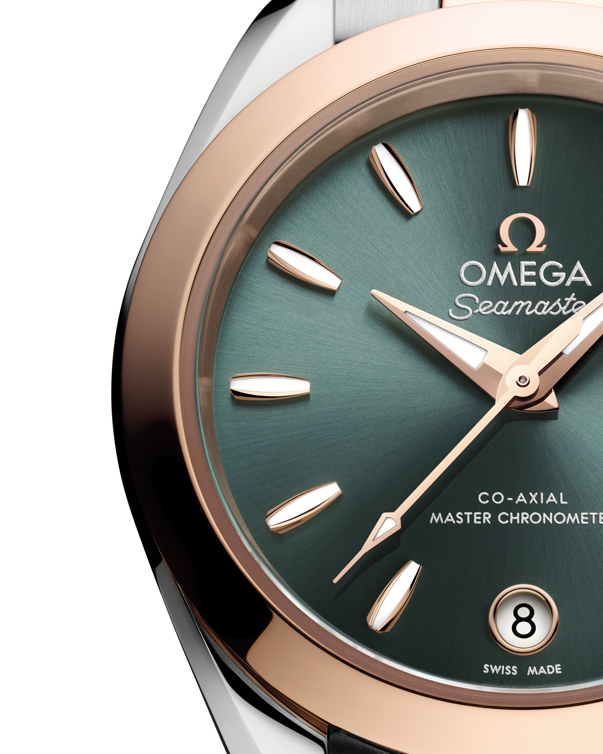 OMEGA Seamaster Aqua Terra 150M 220.20.30.20.10.002, 30 mm steel & sedna™ gold with pine green dial – official gallery image 3