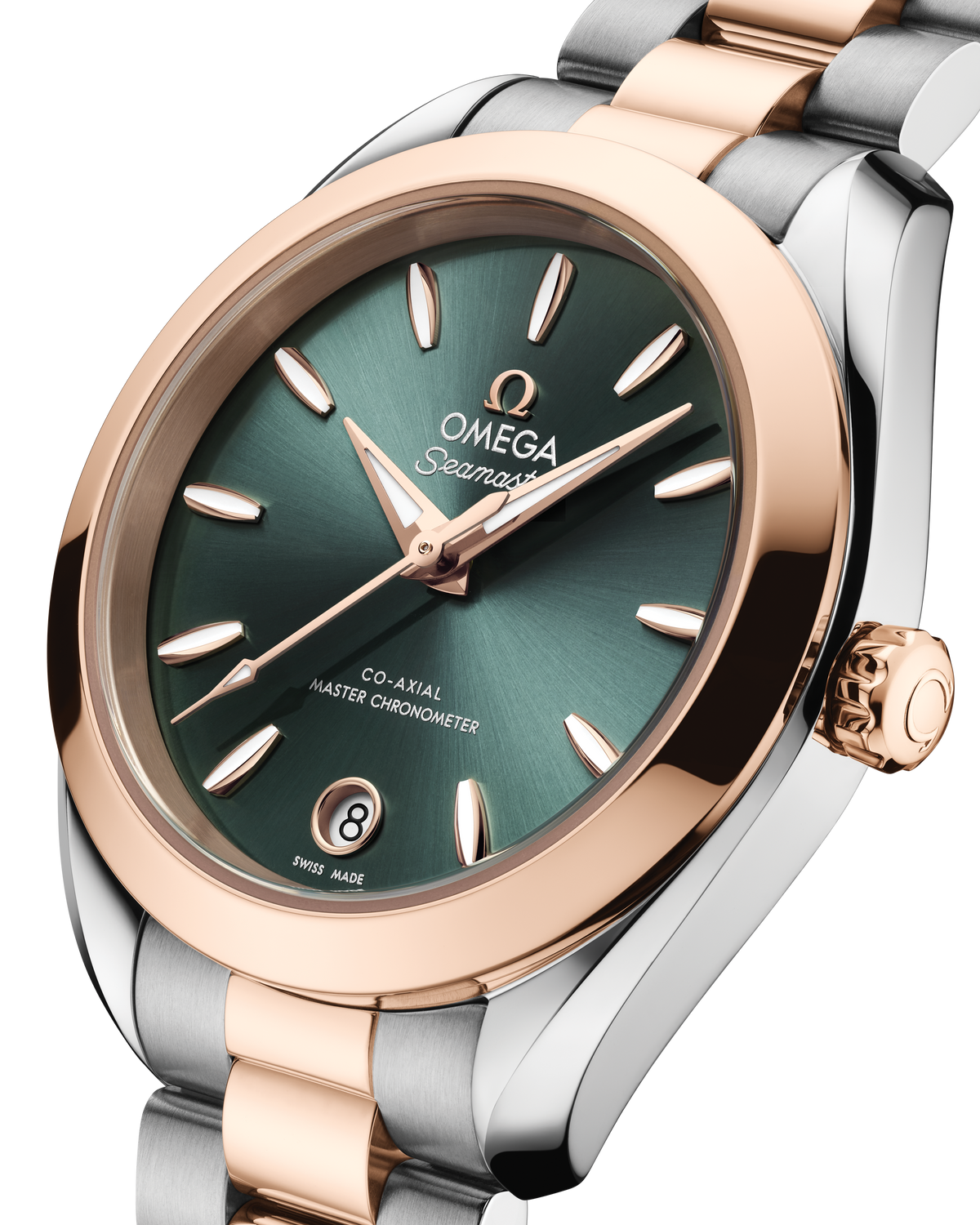 OMEGA Seamaster Aqua Terra 150M 220.20.30.20.10.002, 30 mm steel & sedna™ gold with pine green dial – official gallery image 5