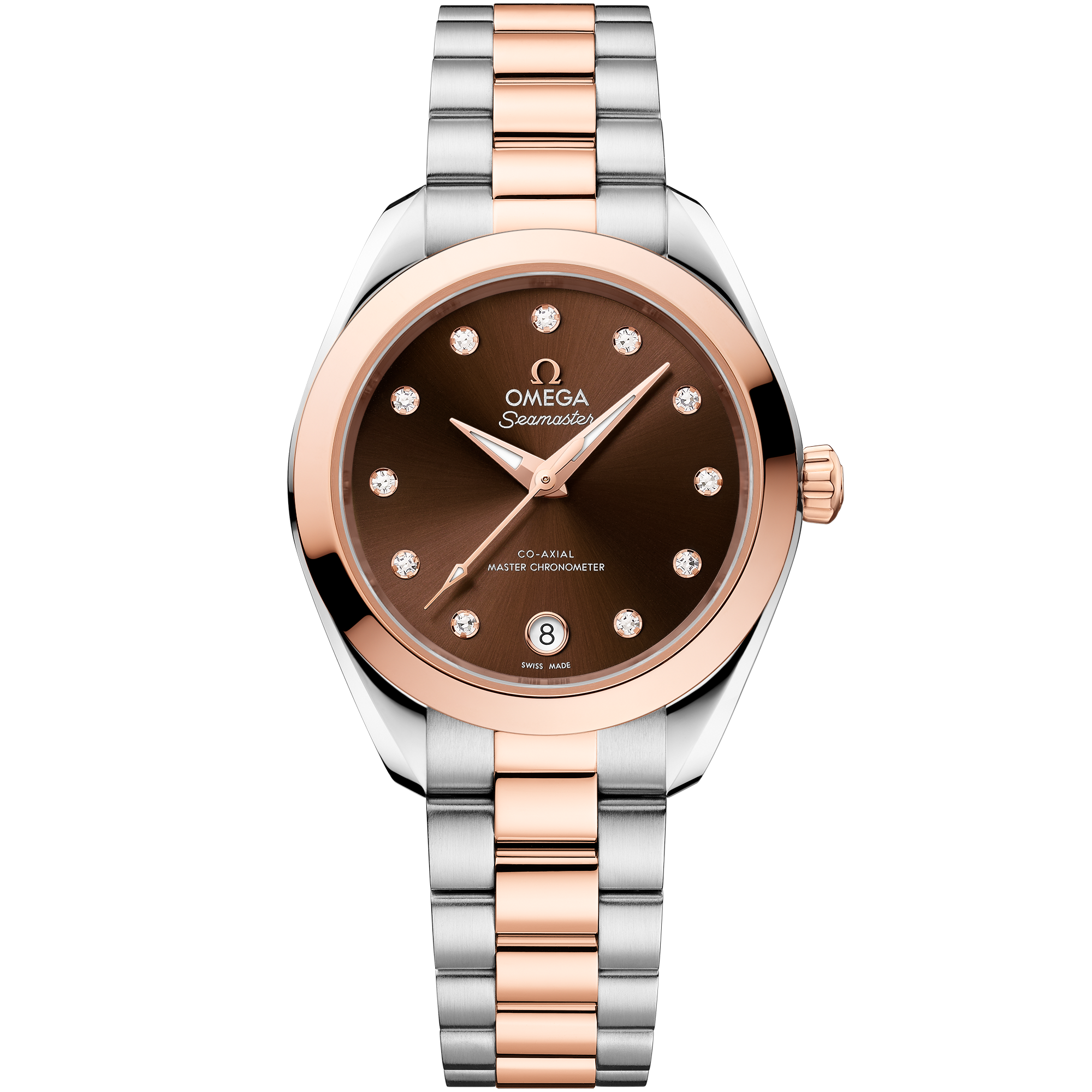 Omega Seamaster Aqua Terra 150M 220.20.30.20.63.001 30 mm Steel & Sedna™ Gold Brown Dial Diamond Watch for Women
