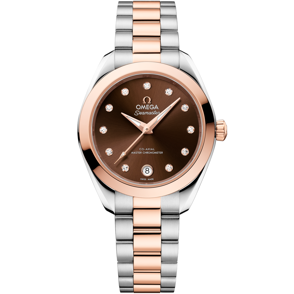 OMEGA Seamaster Aqua Terra 150M 220.20.30.20.63.001, 30 mm steel & sedna™ gold with brown dial – front view