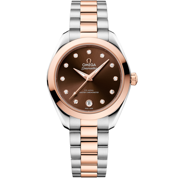 OMEGA Seamaster Aqua Terra 150M 220.20.30.20.63.001, 30 mm steel & sedna™ gold with brown dial – front view