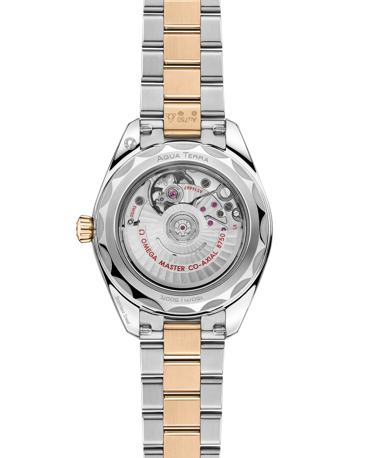 OMEGA Seamaster Aqua Terra 150M 220.25.30.20.55.001, 30 mm steel & moonshine™ gold with mother-of-pearl dial – official gallery image 2
